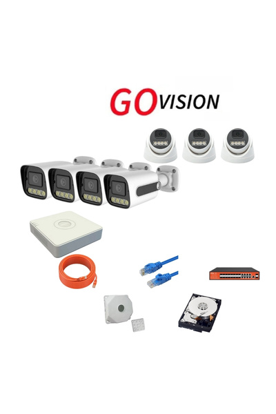 Go Vision 7'li 4MP 4K Ultra HD IP Güvenlik Kamera Seti (Gece Görüşlü, Dış Mek...
