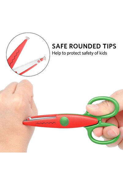 fulina مجموعة من 6 مقصات حرفية بحافة مزخرفة، مع 6 أنماط، آمنة للأطفال، قطع سلس، ألوان زاهية ومضحكة