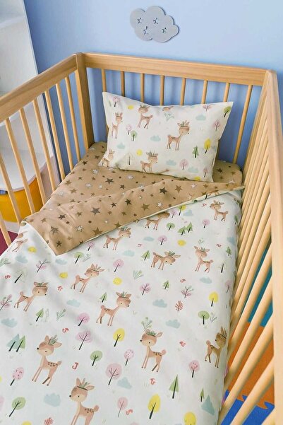 Bebek Özel Βαμβακερό Παιδικό Εφηβικό Σετ Παπλωματοθήκη Μονό Karaca Brown Star