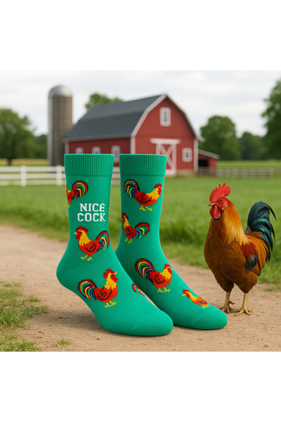 CARNAVAL SOCKS Nice Cock yazılı Horoz Desenli Soket Çorap