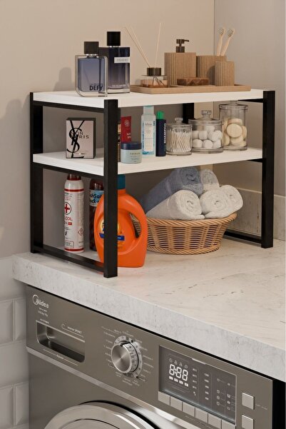 Steel Design 2 Katlı Çok Amaçlı Metal Ayaklı Raf, Banyo, Çamaşır Odası Düzenl...