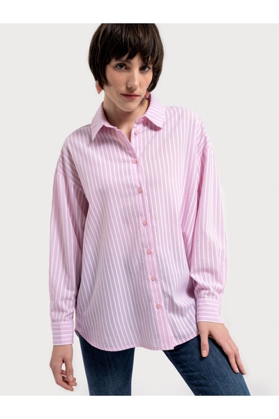 Loft Lf 2035127   Light Pink Women's Long Sleeve Shirt