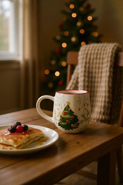 LAVİNYACONCEPT Christmas Tree Patterned Mug 9.5 X 7.5 cm - Ceramic - Handmade