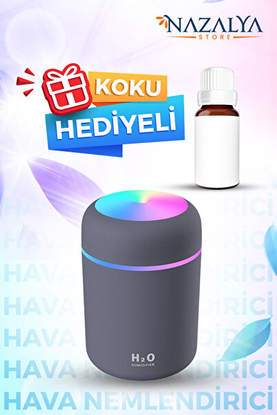 Nazalya 300 Ml Ulrasonik Araba - Oda Hava Nemlendirici Buhar Makinesi Ve Aroma Difüzörü- Gri Esans