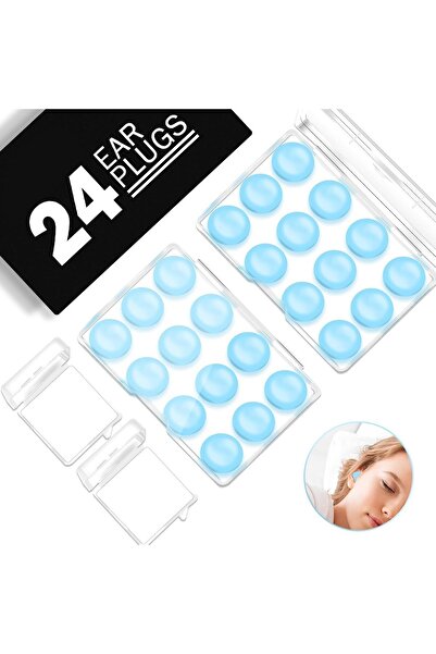 fulina 24 Pcs Sleeping Silicone Ear Plugs,Soft Reusable,Noise,with Carrying Boxes for Sleeping,Traveling