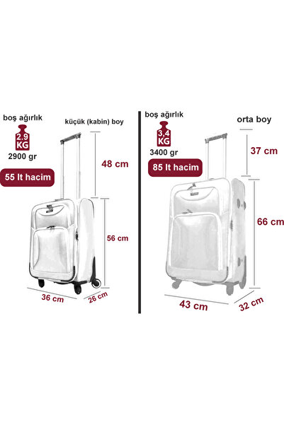 Atlas Senatör lüx Kumaş üstün Kaliteli Orta boy ve kabin boy valiz