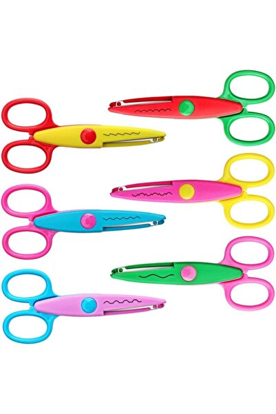 fulina مجموعة من 6 مقصات حرفية بحافة مزخرفة، مع 6 أنماط، آمنة للأطفال، قطع سلس، ألوان زاهية ومضحكة