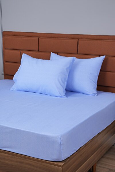 ALTINPAMUK Single Fitted Bed Sheet+1 Pillowcase Gift 100X200 Blue