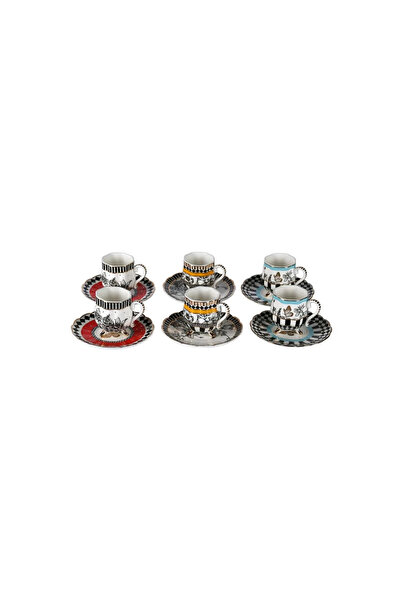 Lucky Art Luckyart Maggey Bone 6-Piece Footed Coffee Cup Set