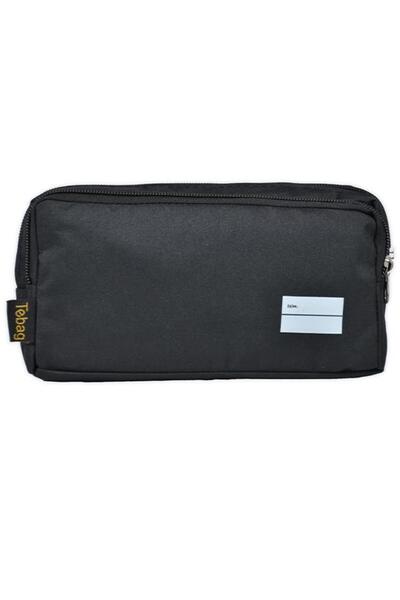 Tebag حقيبة أقلام سوداء ذات حجرتين