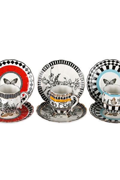 Lucky Art Luckyart Maggey Bone 6-Piece Footed Coffee Cup Set