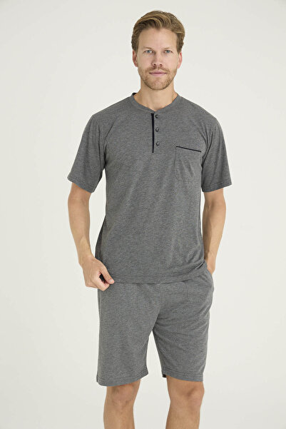 KLY Plus Size Men's Oversized Midi Collar Shorts Set Modern Design