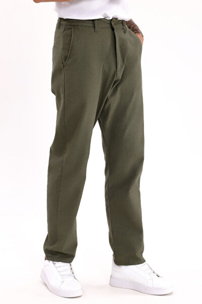 Montland Ανδρικό παντελόνι από σκούρο λινό χακί – Αναπνεύσιμο, Άνετο Κοστούμι Casual Wear - Μεγάλο Εύρος Μεγεθών-