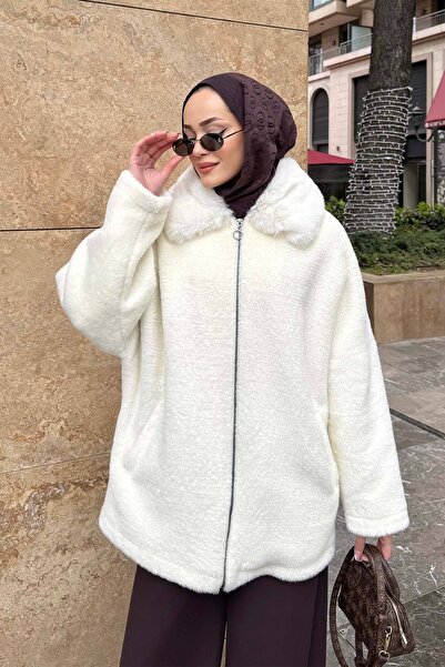 Melike Tatar Angora Fur Collar Coat 32-2246-1