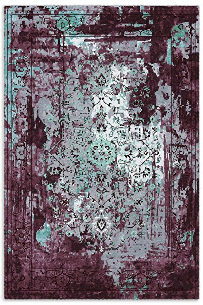 Pastel Home Saçaklı Şönil Pamuk Dekoratif Halı Kilim Yolluk Mor Mint Yeşili K...