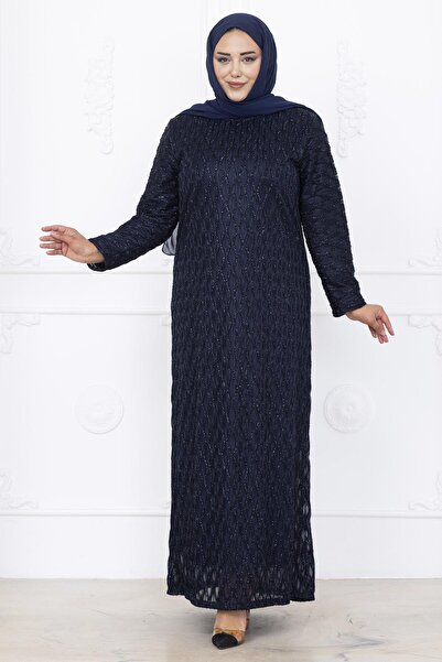 Amine Hüma Mahi Dantel Abiye Elbise Lacivert