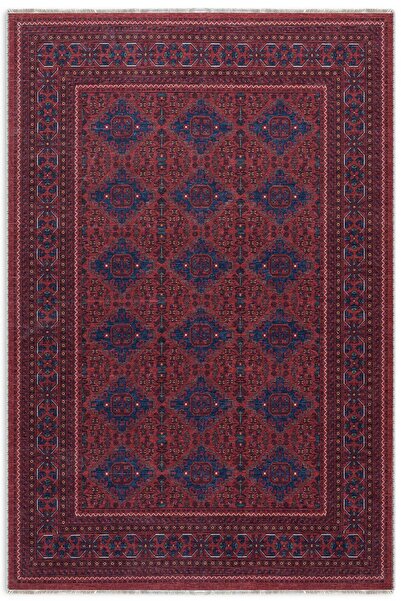Pastel Home Antique Burgundy Pink Self-Fringed Chenille Afghan Carpet Rug Non...