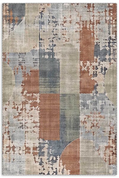 Pastel Home Tasarım Çift Taraflı Yıkanabilir Şönil Halı Kilim Yolluk Kiremit ...