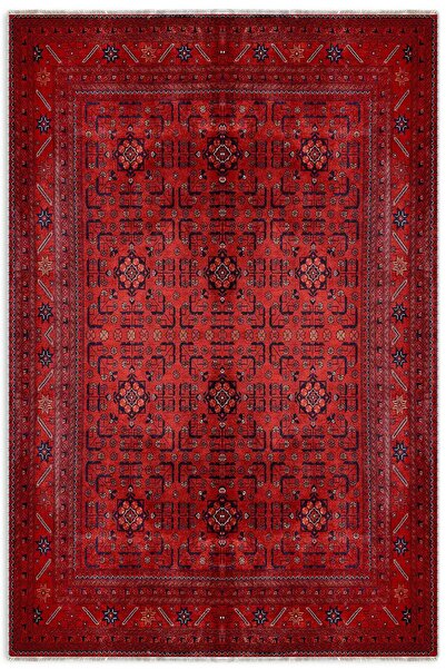 Pastel Home Bordo kırmızı afgan türkmen şönil halı kilim yolluk yıkanabilir kaymaz taban salon mutfak saçaklı