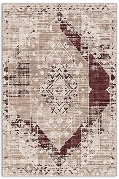 Pastel Home Tasarım Çift Taraflı Yıkanabilir Şönil Halı Kilim Yolluk Toprak T...