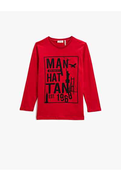 Koton Rotes Langarm-T-Shirt für Jungen