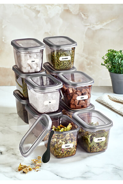 Vienev Peggy Bottle with Spoon with Label 12Pcs Rectangular Spice Rack 800ml