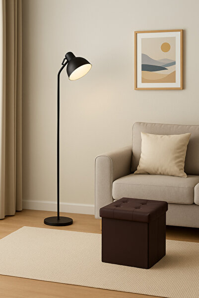 Homelux Helena Metal Floor Lamp, 1xe27, 40w, 26x170 Cm, Black