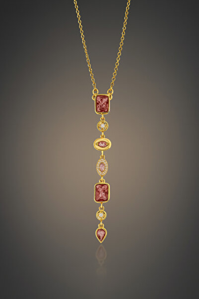 G Sport POLO Pink Cut Stone Y Steel Necklace