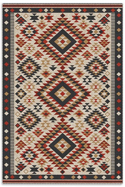 Pastel Home Bej Kırmızı Lacivert Anadolu Kilim Şönil Halı Yolluk Kaymaz Yıkan...