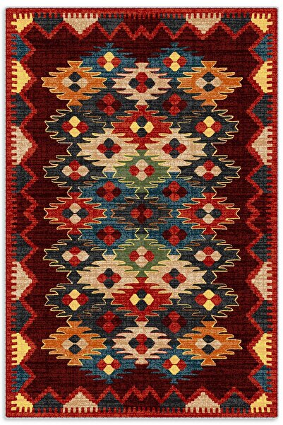 Pastel Home Bordo Anadolu Şönil Halı Kilim Yolluk Kaymaz Yıkanabilir Mutfak A...