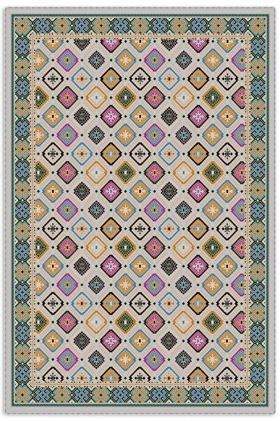 Pastel Home Colorful Ethnic Patterned Bohemian Chenille Carpet Rug Runner Non...