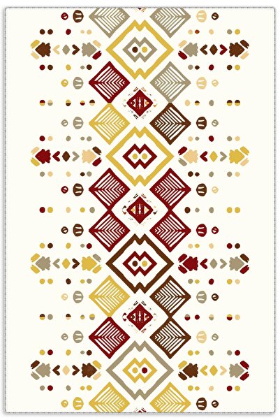 Pastel Home Ecru Modern Ethnic Patterned Chenille Carpet Rug Runner Gray Burg...