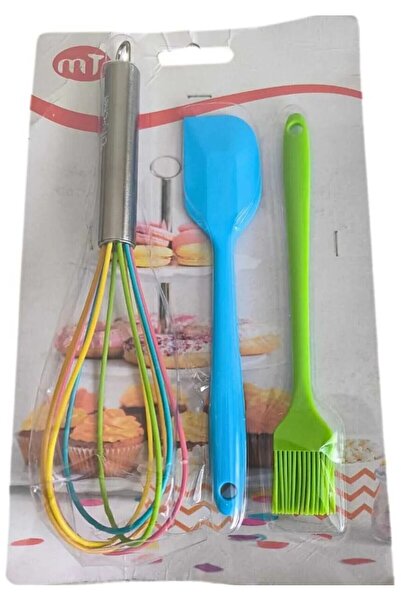 Vi Caro Silicone Spatula Whisk Egg Brush Set of 3 in Mixed Colors