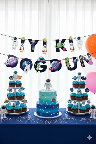 Deniz Party Store Uzay Astronot Figürlü Iyi Ki Doğdun Yazı 120 Cm