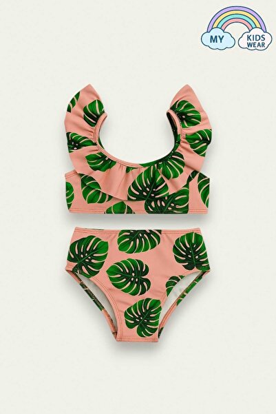 My Kids Wear Girl's Ruffled Printed High Waist Swimsuit Set 3-10 Years Old 12030