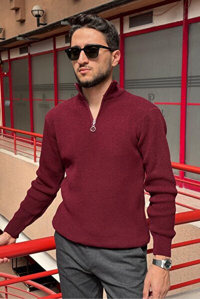 inpool Erkek, yarım fermuar, dik yaka, kışlık, triko örme, Old Money Culture,...