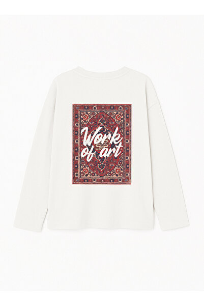 Disante %100 Pamuk Oversize Fit Work Of Art Baskılı - Bisiklet Yaka Uzun Koll...