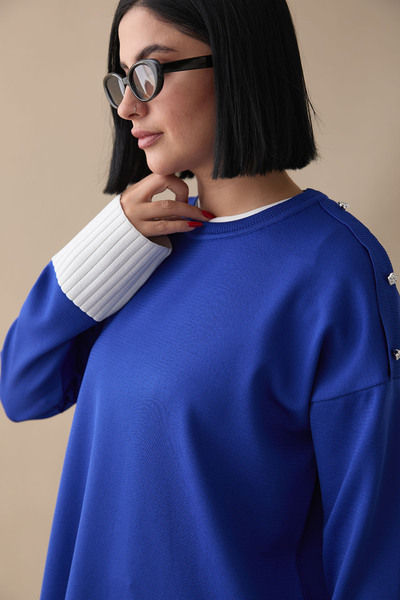InStyle Πλεκτό με πέτρινη λεπτομέρεια Garnished Saks Blue Tunic