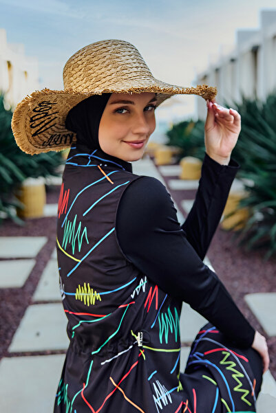 Remsa Mayo Remsa Colorful Stripe Patterned Fully Covered Hijab Swimsuit R005 Reyhan