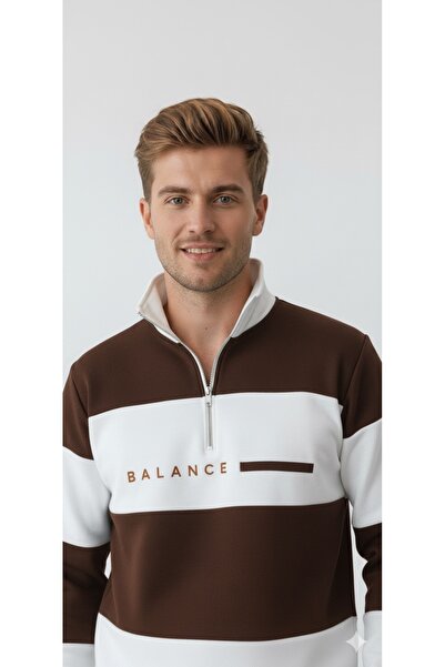 dwnwear Φούτερ με στάμπα σε χρώμα καφέ, με λαιμόκοψη πόλο, σετ με μπλούζα και παντελόνι