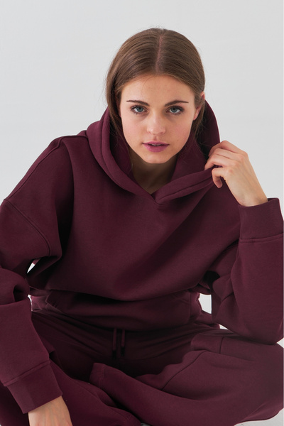 The Champ Clothing Oversize Unisex Sweatshirt Hoodie Claret Red – Hooded, 3 Thread Raised Fleece, Kangaroo Pocket, Basic