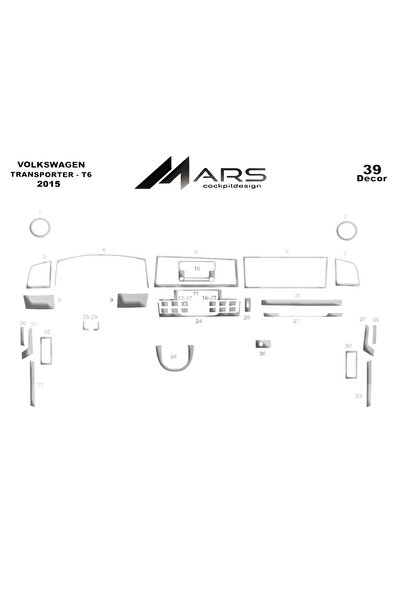 Marscockpitdesign فولكس واجن ترانسبورتر كونسول-توربيدو 2015-2018 39 قطعة