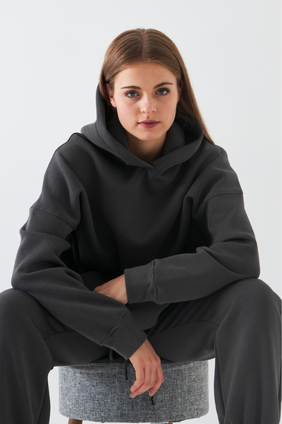 The Champ Clothing Оверсайз унисекс суитшърт с качулка, 3 нишки шардон, кенгуру джоб, Basic