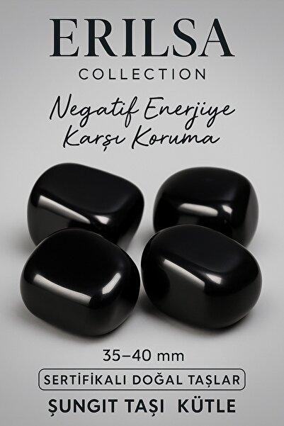 Tesbih Atölyesi Sertifikalı Tamburlanmış Gerçek Shungite Taşı Kütle 35-40 mm ...