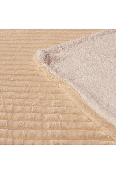 Extramall Helina fluffy cocolino blanket, 200x220 cm, double-sided, warm, double bed cover, beige