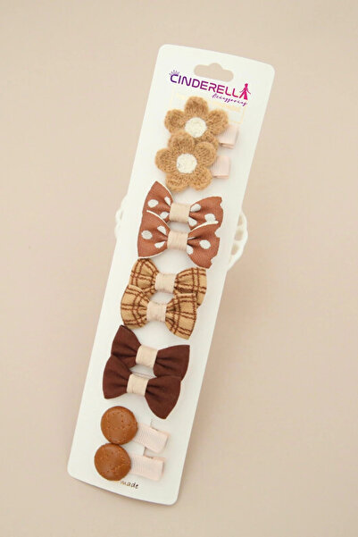 Cinderella Set de 10 agrafe căptușite pentru fetiță, cu fundă, bej, maro - ag...