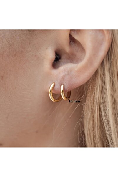Heppii 10 mm Cerrahi Çelik Gold Halka Küpe