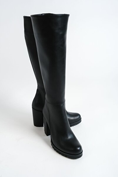 Mubiano Mbzfr5013d-s Cizme lungi cu fermoar, negre, cu toc gros