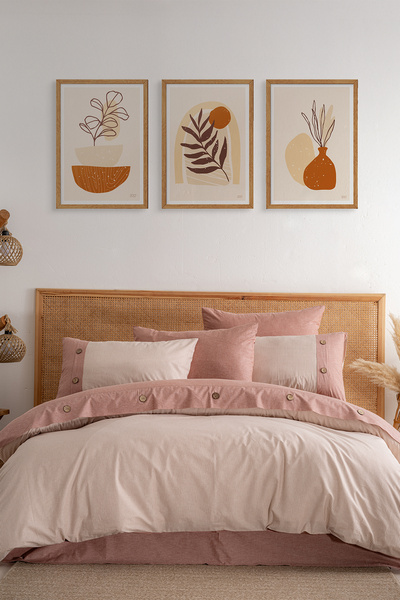 TICOTTO طقم غطاء لحاف مزدوج من لينيا، 100% قطن طبيعي