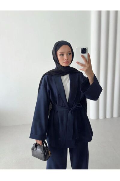 New Lune ملابس نسائية، طقم علوي وسفلي مع رباط خصر، طقم مكون من قطعتين